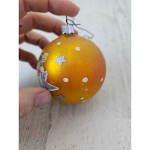 Radko shiny Brite Snowman yellow star ball ornament Xmas vintage tree